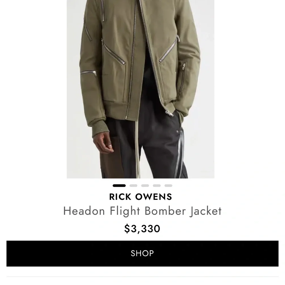 Rick Owens Headon Flight Bomber Jacket in Olive Drab. Brand New Never Warn! - Picture 2 of 3